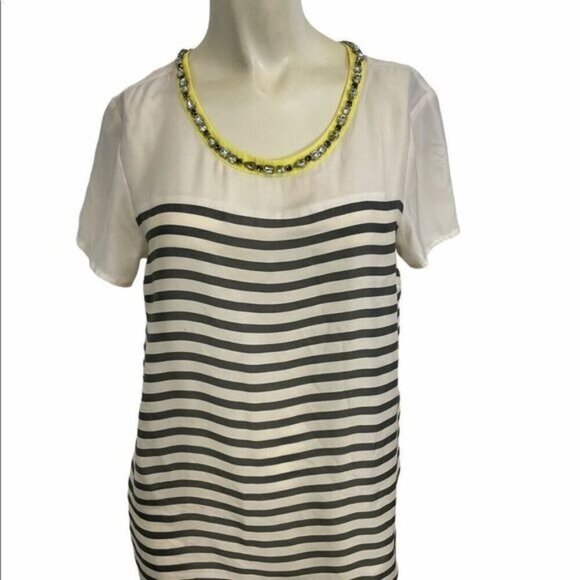 Anthropologie Maeve Jeweled Collar striped Top XS - Picture 3 of 6